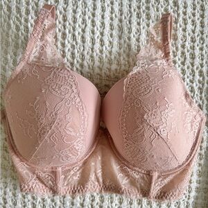 Parfait Long Line Lace Bra in Blush Pink